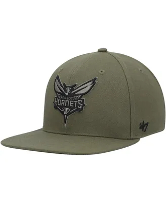 Men's '47 Brand Olive Charlotte Hornets Ballpark Camo Captain Snapback Hat