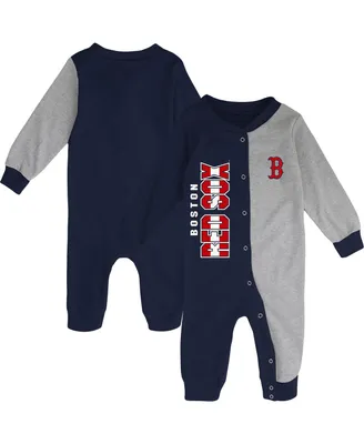 Infant Boys and Girls Navy and Heather Gray Boston Red Sox Halftime Sleeper