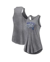 Women's Fanatics Heather Gray New York Mets Simplicity Swing Racerback Scoop Neck Tank Top