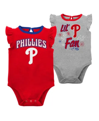Infant Boys and Girls Red and Heather Gray Philadelphia Phillies Little Fan Two-Pack Bodysuit Set
