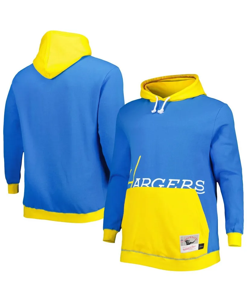 Men's Mitchell & Ness Powder Blue and Gold Los Angeles Chargers Big Tall Face Pullover Hoodie