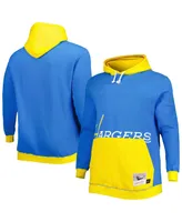 Men's Mitchell & Ness Powder Blue and Gold Los Angeles Chargers Big Tall Face Pullover Hoodie