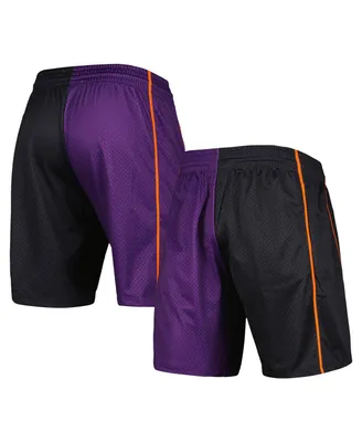 Men's Mitchell & Ness Black and Purple Phoenix Suns Hardwood Classics 2001 Split Swingman Shorts