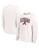 Women's Fanatics Cream Atlanta Braves Leopard Pullover Sweatshirt