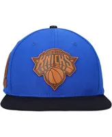 Men's Pro Standard Blue, Black New York Knicks Heritage Leather Patch Snapback Hat