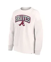 Women's Fanatics Cream Atlanta Braves Leopard Pullover Sweatshirt