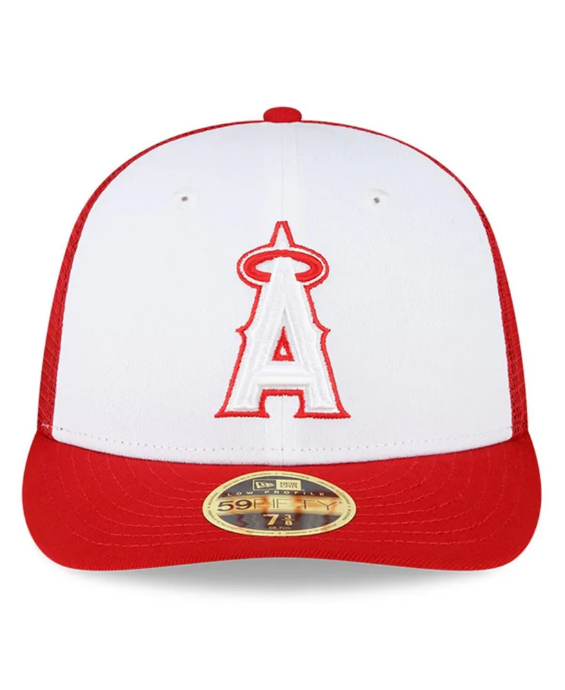 Men's New Era White and Red Los Angeles Angels 2023 On-Field Batting Practice Low Profile 59FIFTY Fitted Hat