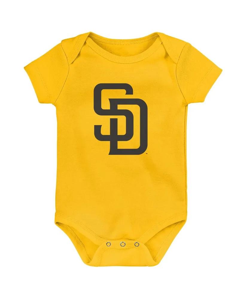 Infant Boys and Girls Gold White Heather Gray San Diego Padres Biggest Little Fan 3-Pack Bodysuit Set