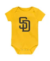 Infant Boys and Girls Gold White Heather Gray San Diego Padres Biggest Little Fan 3-Pack Bodysuit Set