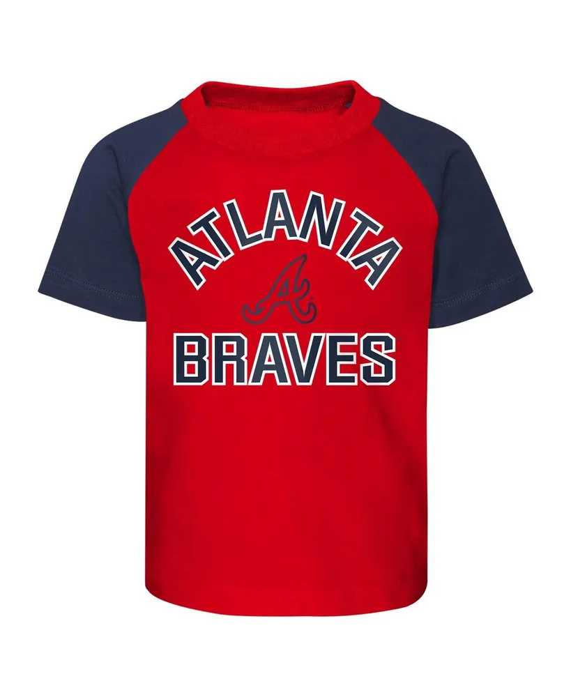 Infant Boys and Girls Red Heather Gray Atlanta Braves Ground Out Baller Raglan T-shirt Shorts Set