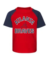 Infant Boys and Girls Red Heather Gray Atlanta Braves Ground Out Baller Raglan T-shirt Shorts Set