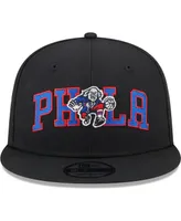 Men's New Era Black Philadelphia 76ers Logo Blend 9FIFTY Snapback Hat