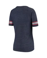 Women's New Era Heathered Navy Washington Wizards Tri-Blend U-Neck Jersey T-shirt