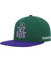 Men's Mitchell & Ness Hunter Green, Purple Milwaukee Bucks Hardwood Classics Coast to Fitted Hat