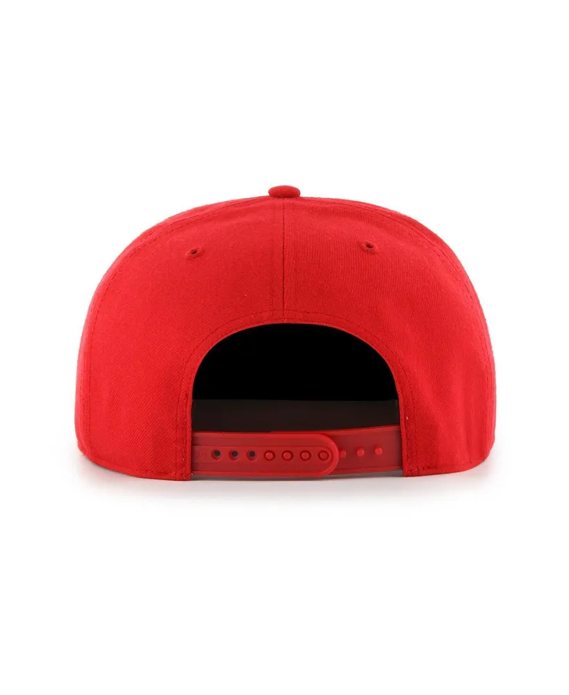 Men's '47 Brand Red Houston Rockets High Post Captain Snapback Hat
