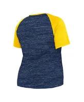 Women's New Era Navy Milwaukee Brewers Plus Size Space Dye Raglan V-Neck T-shirt