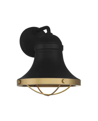 Savoy House Belmont 1-Light Outdoor Wall Lantern in Textured Black with Warm Brass Accents
