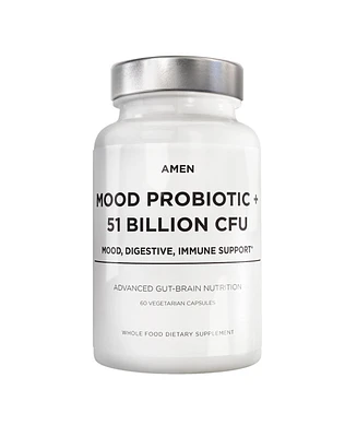 Amen Mood Probiotic 51 Billion CFUs + Organic Prebiotics Vegan Supplement - 60ct