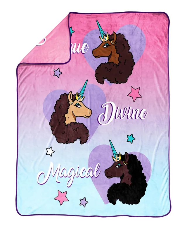 Jay Franco Afro Unicorn Unique, Divine, Magical Silk Touch Throw, 60 x 46