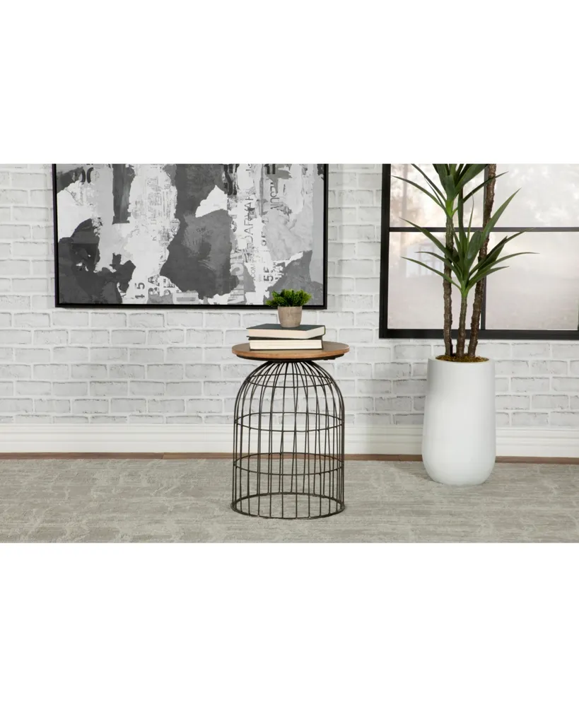 Coaster Home Furnishings Round Accent Table with Bird Cage Base