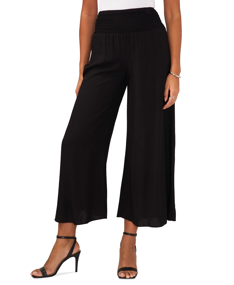 Sam & Jess Women's Challis Smocked-Waist Wide-Leg Pants