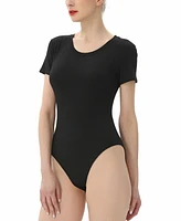 kimi + kai Women's Round Neck Basic Bodysuit Top