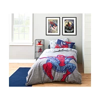 Saturday Park Marvel Spiderman Web Stripe 100% Organic Cotton Queen Bed Set