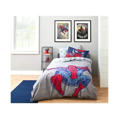 Saturday Park Marvel Spiderman Web Stripe 100% Organic Cotton Queen Bed Set