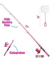 Play22usa Kids Fishing Pole in Pink 40 Set