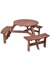 Costway Patio 6 Person Outdoor Wood Picnic Table Beer Bench Set Pub Dining Seat Garden