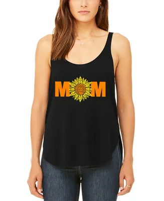 La Pop Art Women's Premium Mom Sunflower Word Flowy Tank Top