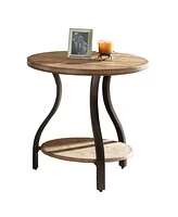 Steve Silver Denise 24" Round Wood and Metal End Table