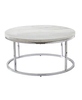 Steve Silver Echo 36" Round Marble and Chrome Cocktail Table