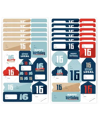 Boy 16th Birthday Assorted To & From Stickers 12 Sheets 120 Stickers
