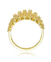 Rachel Glauber Ra 14K Gold Plated Cubic Zirconia Cluster Dome Shape-a like Ring
