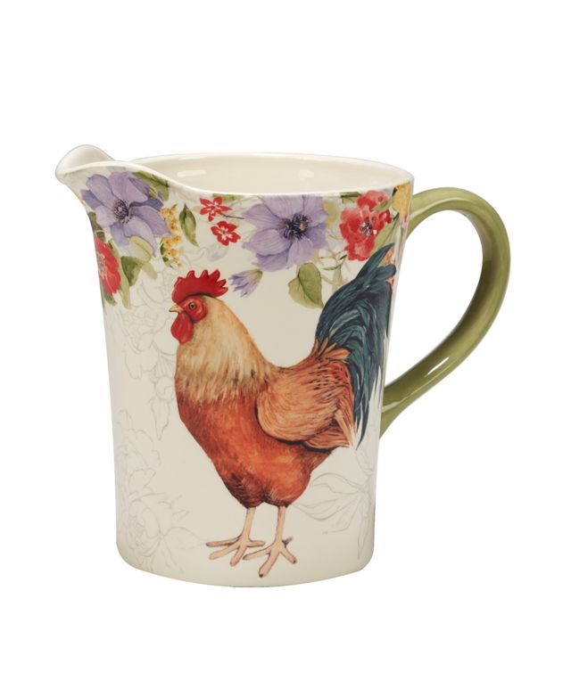 Certified International Floral Rooster Pitcher