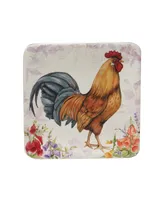 Certified International Floral Rooster Set of 4 Canape Plates, 6"