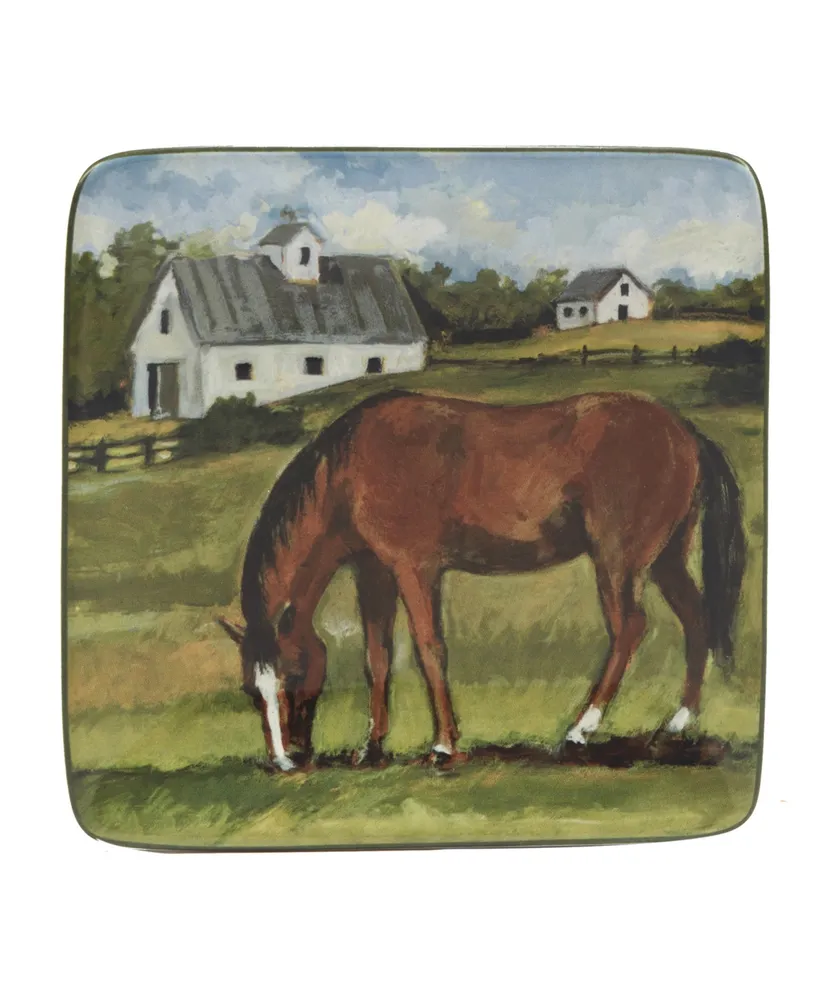 Certified International York Stables Set of 4 Canape Plates 6"