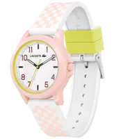 Lacoste Kids Rider Pink and White Checkered Print Silicone Strap Watch 36mm