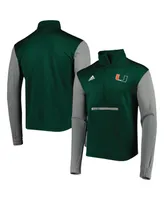 Men's adidas Green, Heathered Gray Miami Hurricanes Team Aeroready Half-Zip Top