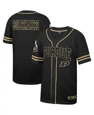 Men's Colosseum Black Purdue Boilermakers Free Spirited Mesh Button-Up Baseball Jersey