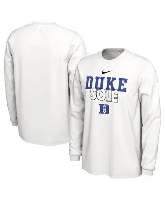 Men's Nike White Duke Blue Devils On Court Long Sleeve T-shirt