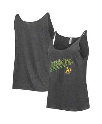 Women's Soft As A Grape Heathered Charcoal Oakland Athletics Slouchy Tank Top