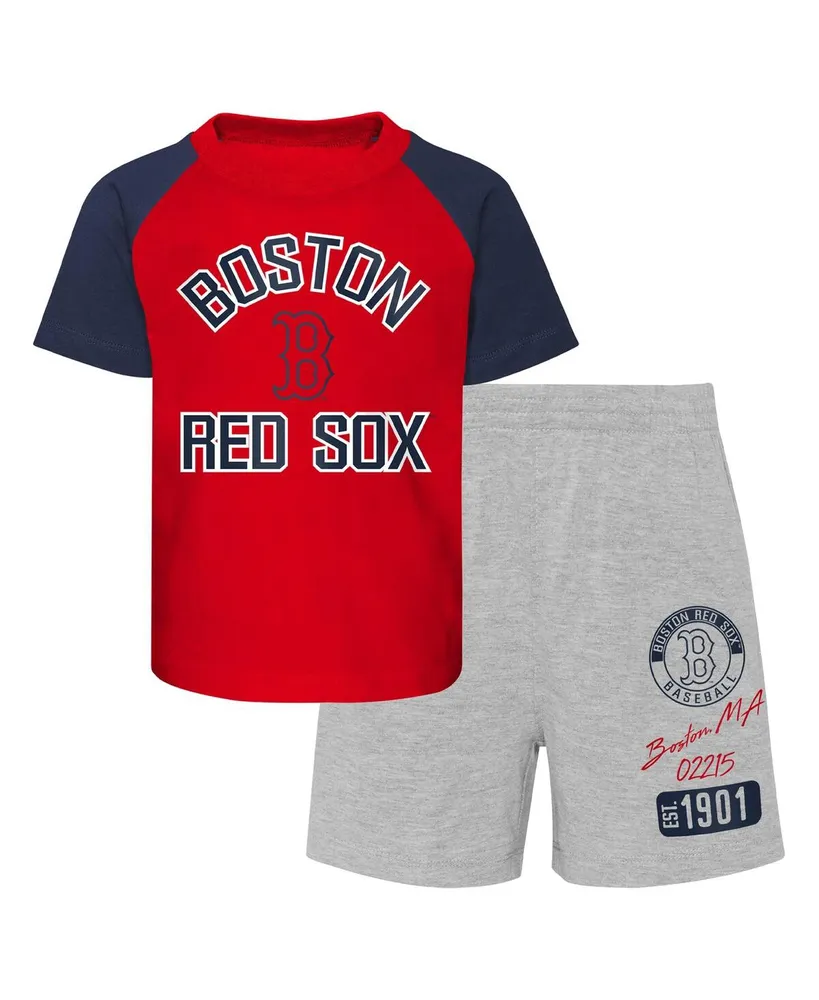 Infant Boys and Girls Red, Heather Gray Boston Red Sox Ground Out Baller Raglan T-shirt Shorts Set