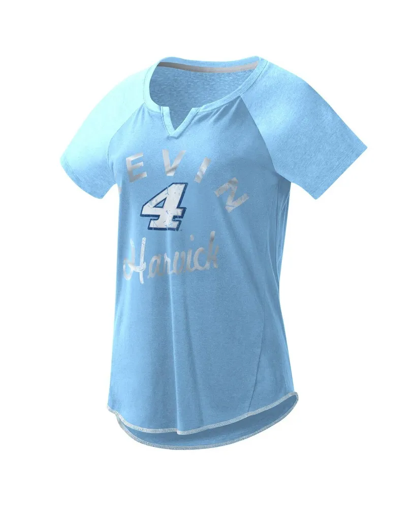 Women's G-iii 4Her by Carl Banks Light Blue Kevin Harvick Grand Slam Tri-Blend Notch V-Neck T-shirt