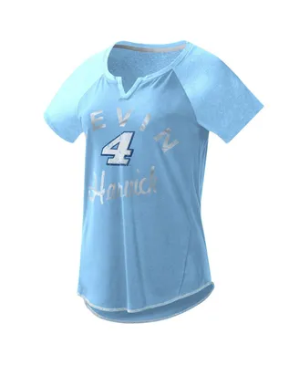 Women's G-iii 4Her by Carl Banks Light Blue Kevin Harvick Grand Slam Tri-Blend Notch V-Neck T-shirt