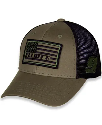Men's Hendrick Motorsports Team Collection Olive and Black Chase Elliott Tonal Flag Snapback Adjustable Hat