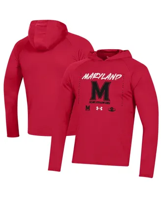 Men's Under Armour Red Maryland Terrapins On Court Shooting Long Sleeve Hoodie T-shirt