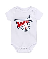 Newborn and Infant Boys and Girls Red, White, Heather Gray Atlanta Braves Biggest Little Fan 3-Pack Bodysuit Set