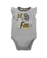 Infant Boys and Girls Brown, Heather Gray San Diego Padres Little Fan Two-Pack Bodysuit Set